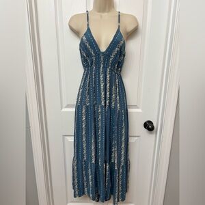 Blue Floral Open-Back Maxi Dress | Angie M